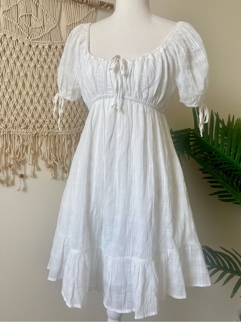 Thirty Thirty LA White Milkmaid Mini Dress NWT Small Cottagecore Coquette